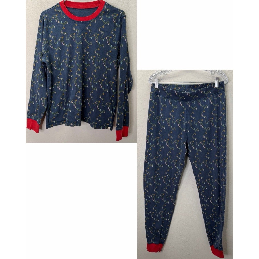 Pact 100% Organic Cotton Women's Holiday Christmas Pajama Set Top Bottom Sz L